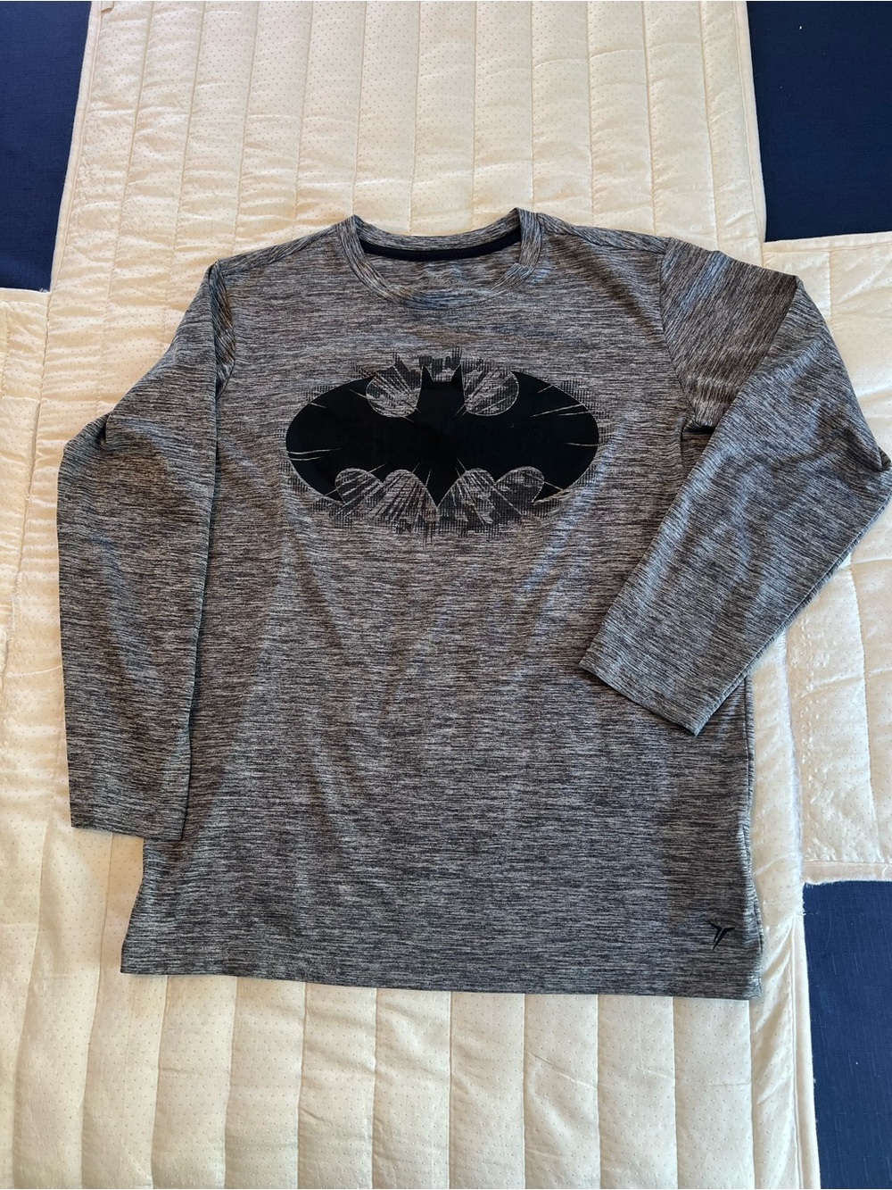 Old Navy Gray and Black Batman Logo Long-Sleeve Tee